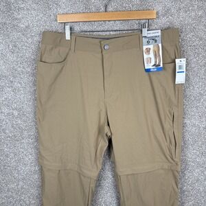 Free Country‎ Men's 40x30 Beige Nylon Stretch Convertible Pants Hiking NEW
